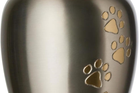 Pet Urn - Ottillie Paws Memorial Pet Cremation Urns for Dogs and Cats Ashes Hand Carved Brass Memory Keepsake Urn