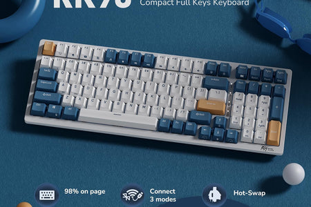 RK98 Wireless Mechanical Keyboard Triple Mode 2.4G/BT5.1/USB-C 100 Keys Hot Swappable Brown Switches with Number Pad RGB Backlit 3750Mah Battery NKRO Gaming Keyboard Ergonomic Design