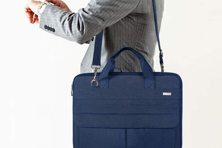Laptop Bag Case 17 17.3 Inch, Waterproof Computer Sleeve Cover Compatible with Macbook 17, 17-18 Inch HP Acer Dell Lenovo ASUS Laptop, Slim Briefcase with Shoulder Strap, Blue